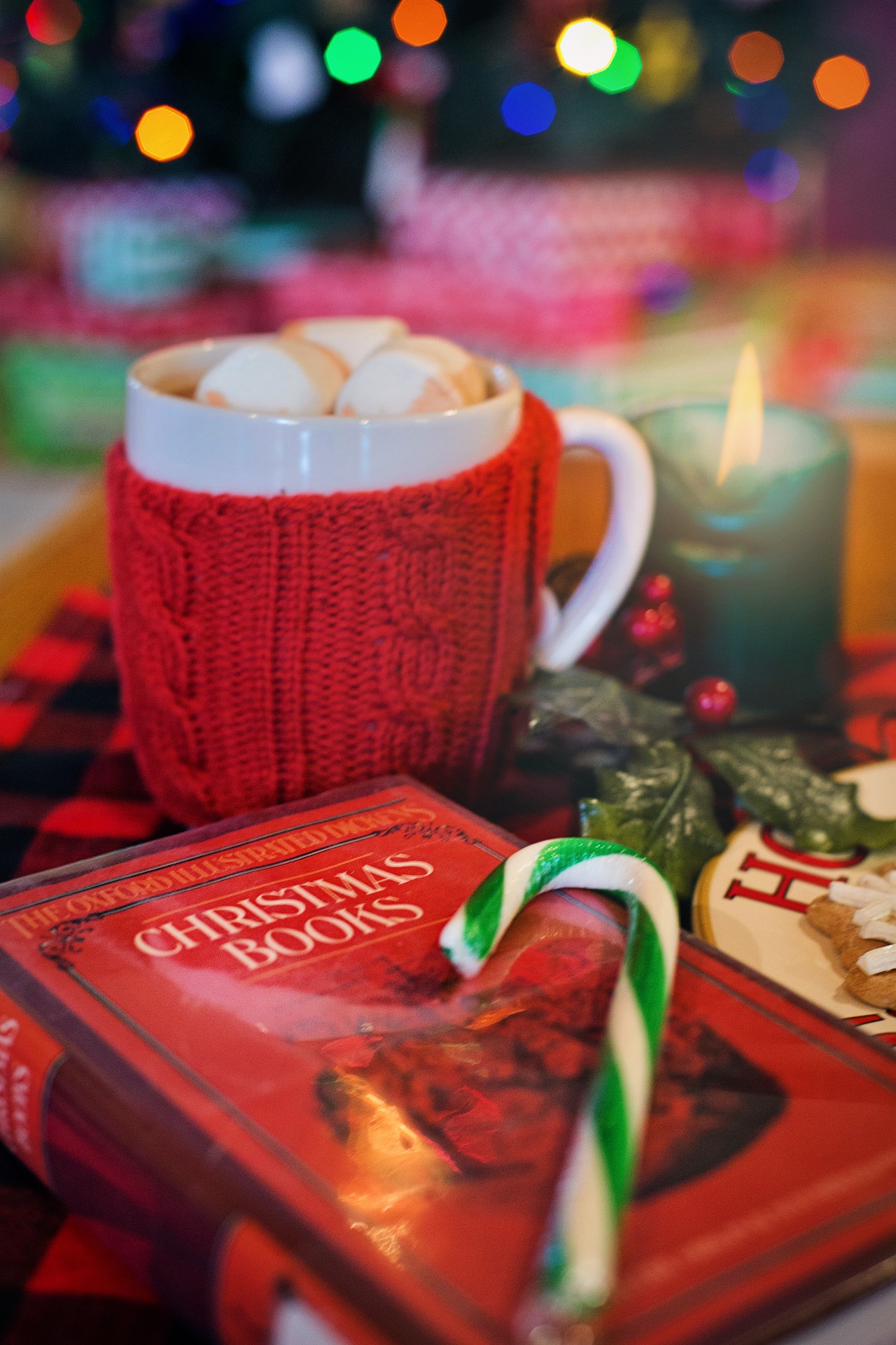 Photo of Christmas book with hot chocolate