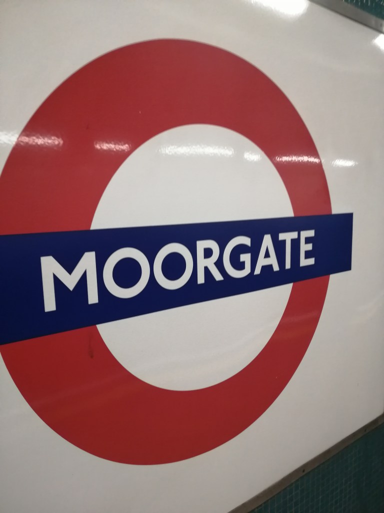 Moorgate station sign